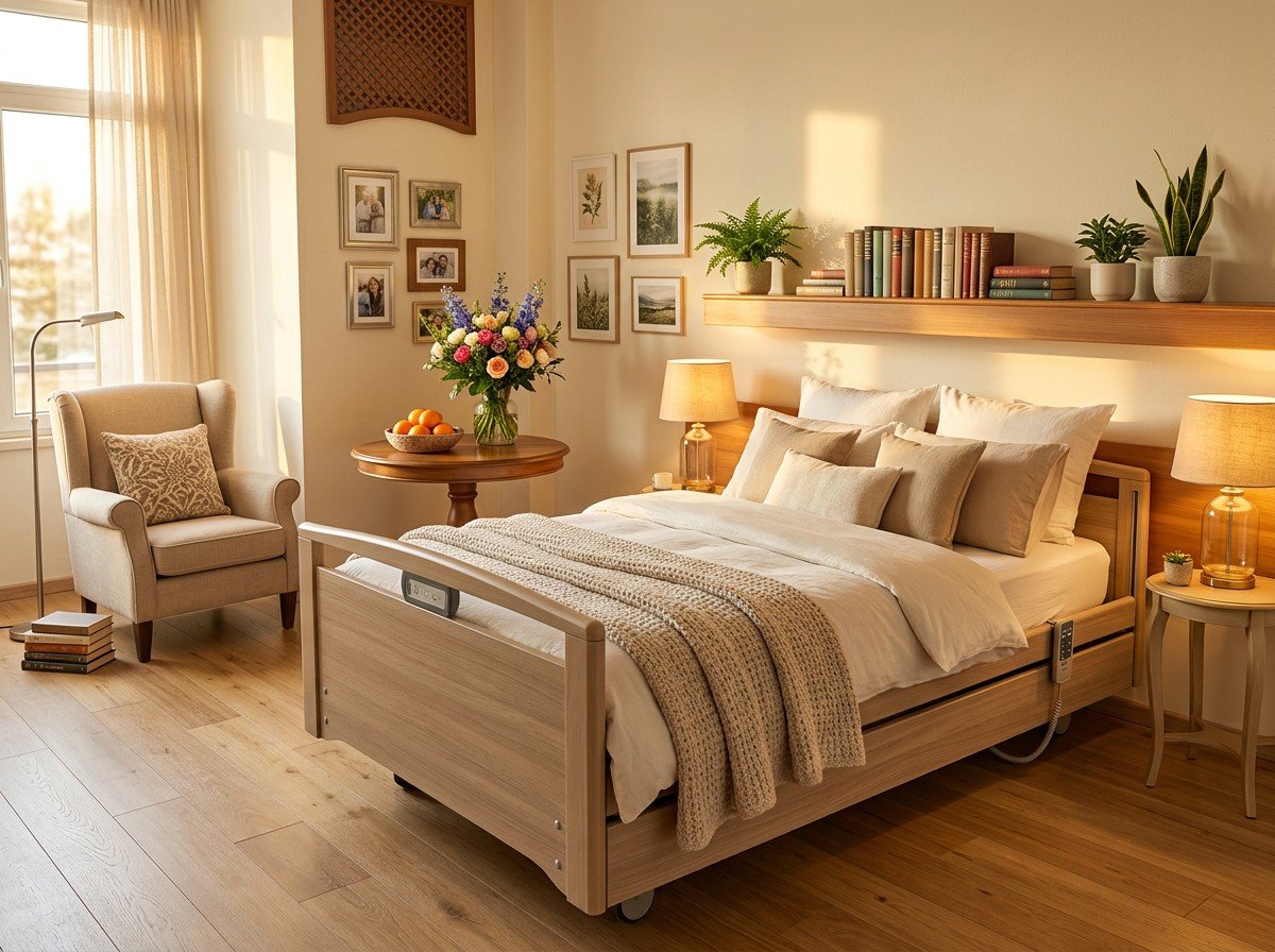 Visualisierung: helles Residenz-Apartment mit Komfortbett und Meerblick