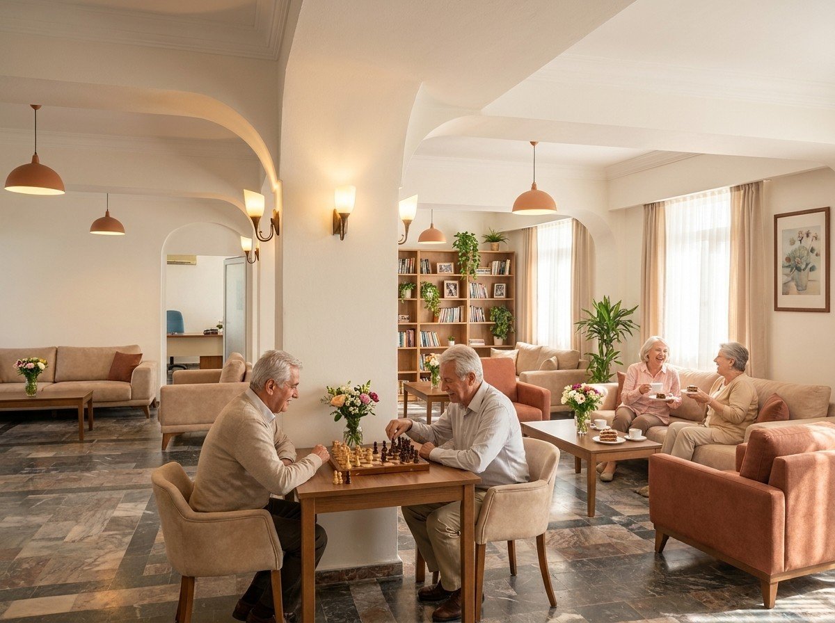 Visualisierung: einladende Lobby mit Sitzbereichen