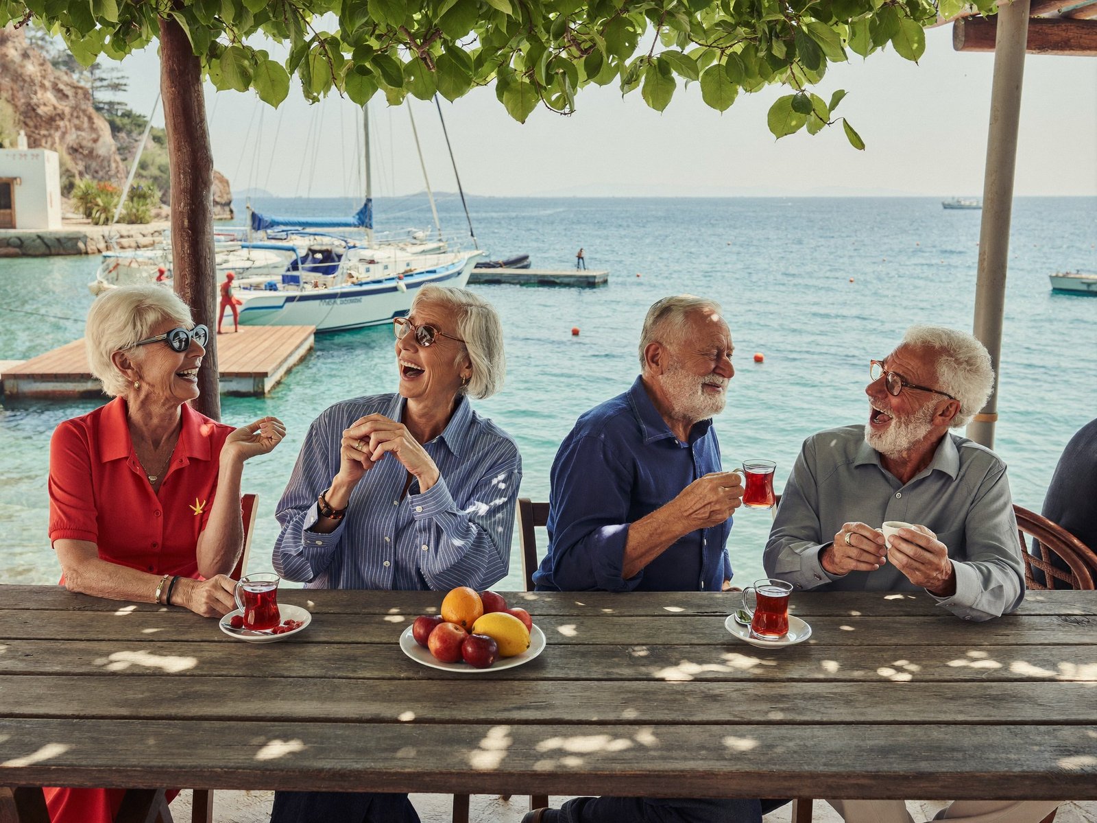 Visualisierung: Café-Terrasse mit Blick Richtung Meer